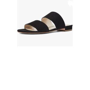 YDN Black Strappy Sandals Open Toe Mules Slip On Chunky Heel Walking Shoes